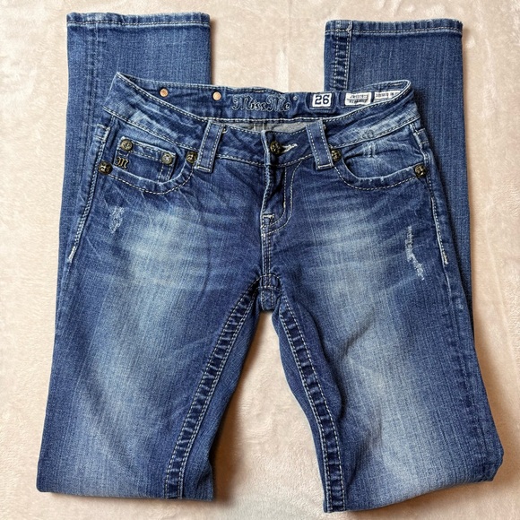 Miss Me Low Rise Straight Leg Jeans Size 26 | Embellished Pockets | Y2K - Picture 3 of 9